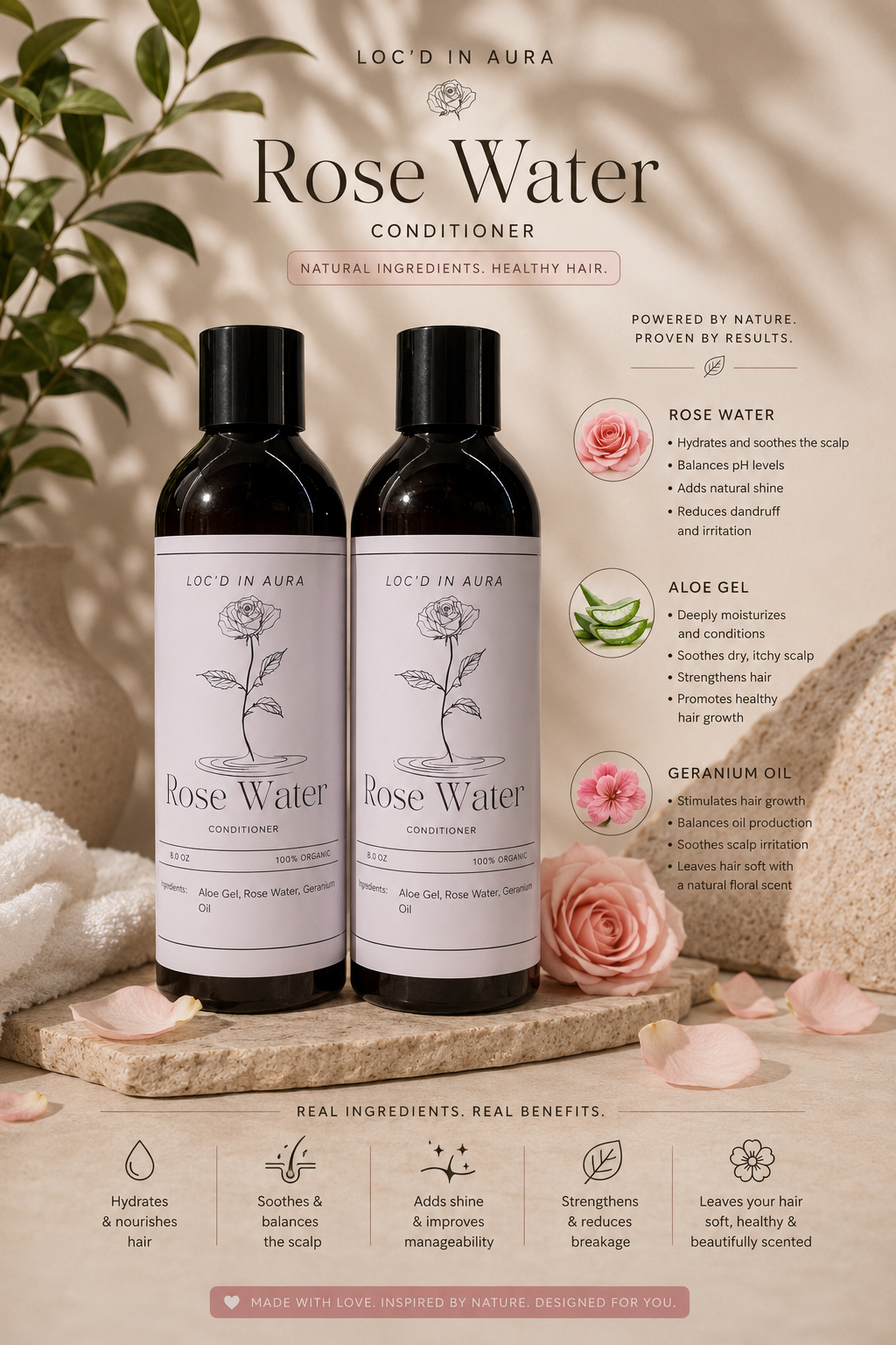Rose Water Conditioner 8oz